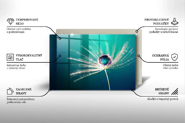 Glas Ceranfeldabdeckung Tau auf einem Löwenzahn