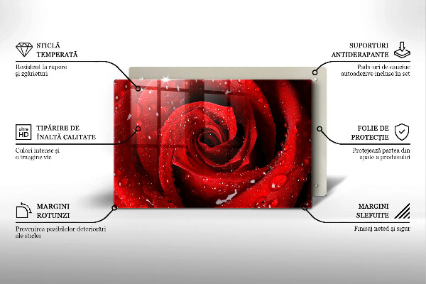 Glas Herdabdeckplatte Rosenblütenblätter