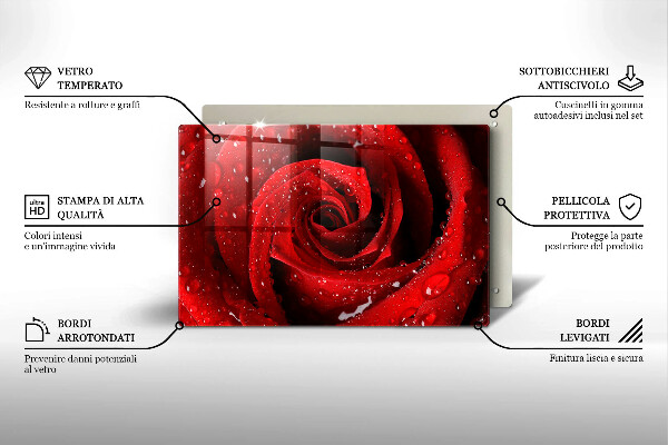 Glas Herdabdeckplatte Rosenblütenblätter