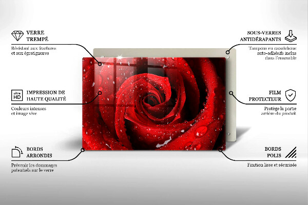 Glas Herdabdeckplatte Rosenblütenblätter