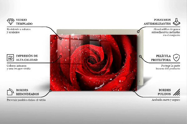 Glas Herdabdeckplatte Rosenblütenblätter