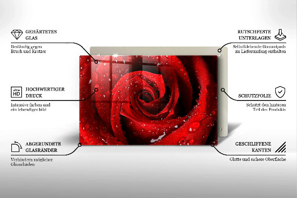 Glas Herdabdeckplatte Rosenblütenblätter