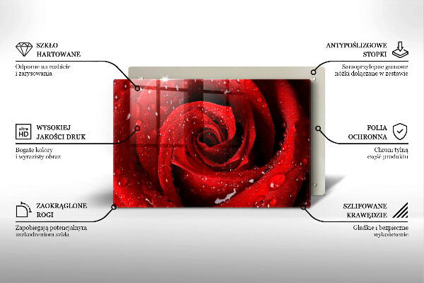Glas Herdabdeckplatte Rosenblütenblätter