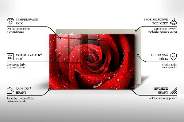 Glas Herdabdeckplatte Rosenblütenblätter