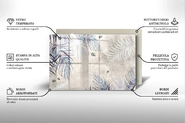 Glas Ceranfeldabdeckung Subtile Blätter
