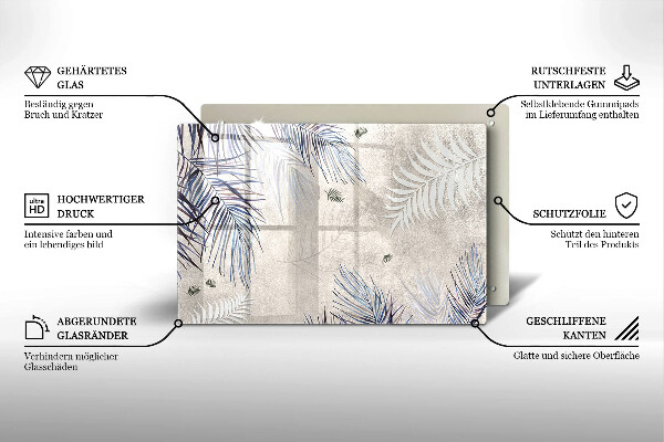 Glas Ceranfeldabdeckung Subtile Blätter