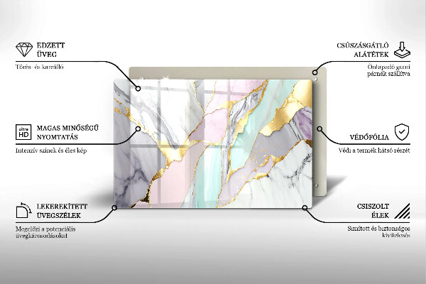 Glas Ceranfeldabdeckung Pastellmarmor
