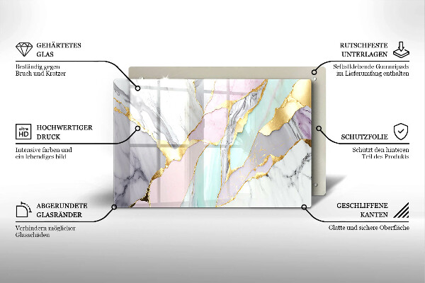 Glas Ceranfeldabdeckung Pastellmarmor