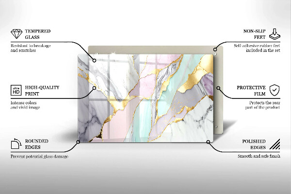 Glas Ceranfeldabdeckung Pastellmarmor