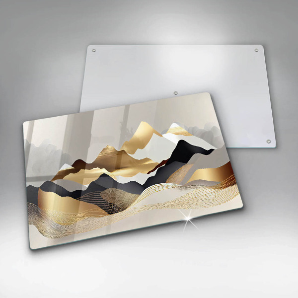 Glas Ceranfeldabdeckung Abstrakte goldene Berge