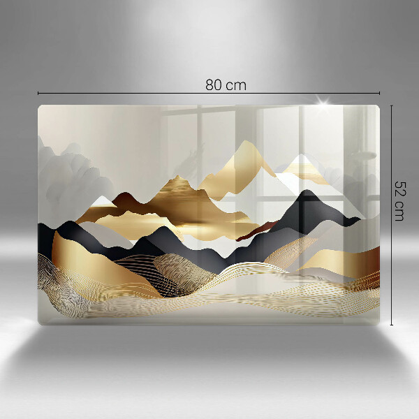 Glas Ceranfeldabdeckung Abstrakte goldene Berge