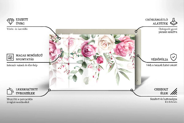 Glas Ceranfeldabdeckung Aquarellrosen