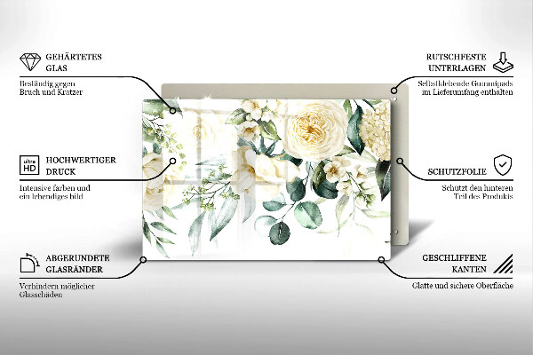 Glas Ceranfeldabdeckung Aquarellblumen