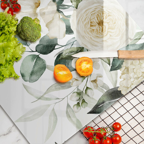 Glas Ceranfeldabdeckung Aquarellblumen