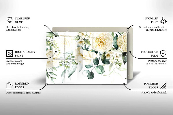 Glas Ceranfeldabdeckung Aquarellblumen