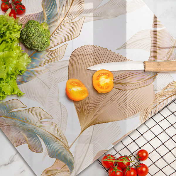 Glas Ceranfeldabdeckung Boho-Federn und Blätter