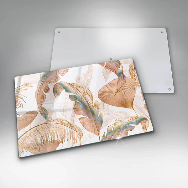 Glas Ceranfeldabdeckung Boho-Federn und Blätter