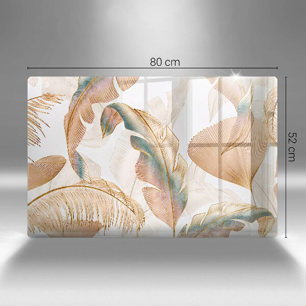 Glas Ceranfeldabdeckung Boho-Federn und Blätter