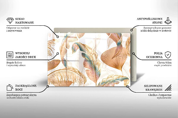 Glas Ceranfeldabdeckung Boho-Federn und Blätter