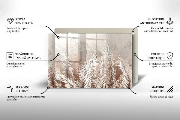 Glas Ceranfeldabdeckung Boho-Vegetationsblätter