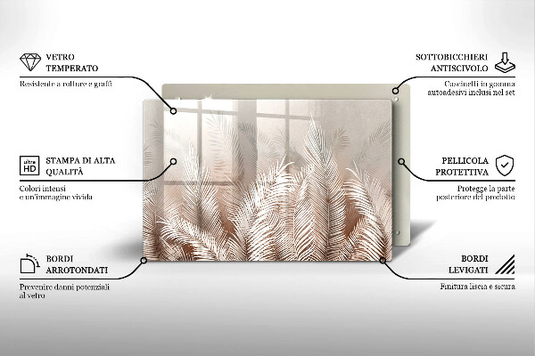 Glas Ceranfeldabdeckung Boho-Vegetationsblätter