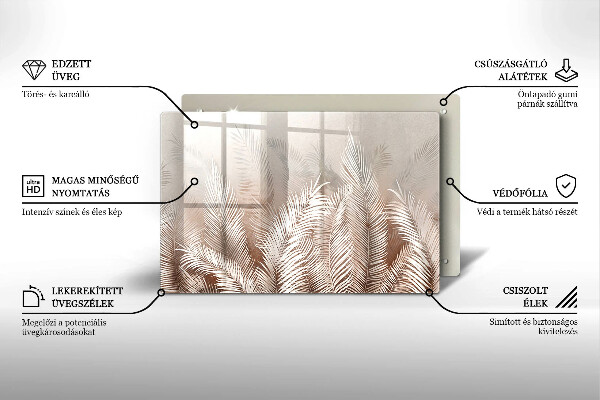 Glas Ceranfeldabdeckung Boho-Vegetationsblätter