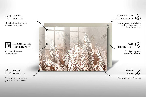 Glas Ceranfeldabdeckung Boho-Vegetationsblätter