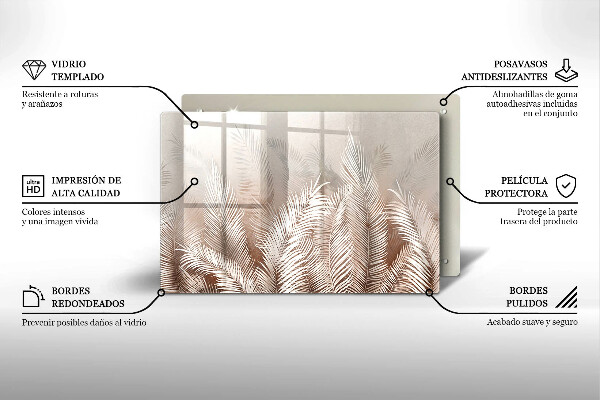 Glas Ceranfeldabdeckung Boho-Vegetationsblätter