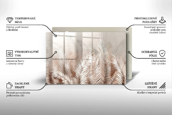 Glas Ceranfeldabdeckung Boho-Vegetationsblätter