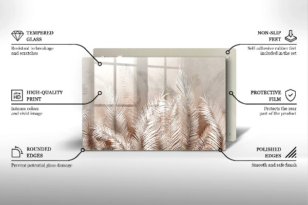 Glas Ceranfeldabdeckung Boho-Vegetationsblätter