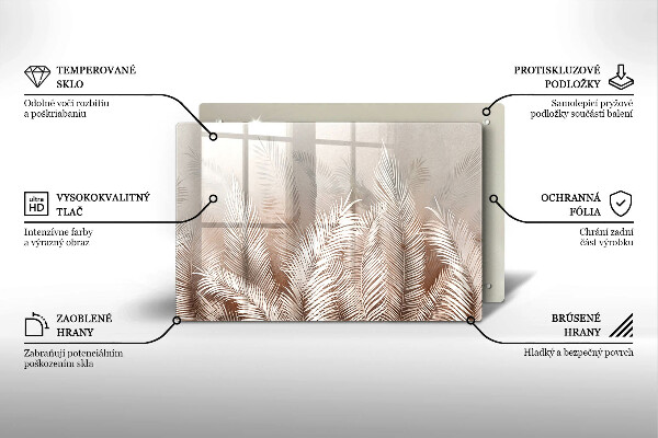 Glas Ceranfeldabdeckung Boho-Vegetationsblätter