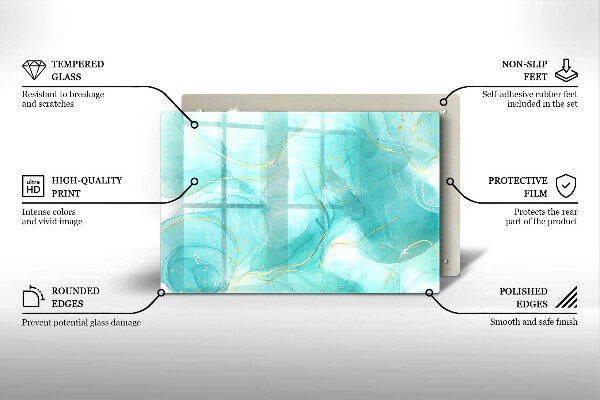 Glas Ceranfeldabdeckung Blaue und goldene Abstraktion