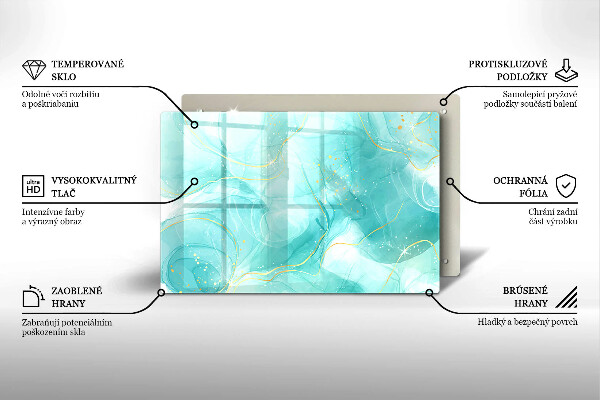 Glas Ceranfeldabdeckung Blaue und goldene Abstraktion
