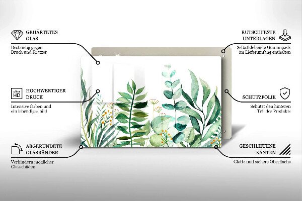 Glas Ceranfeldabdeckung Illustration der Pflanzenblätter