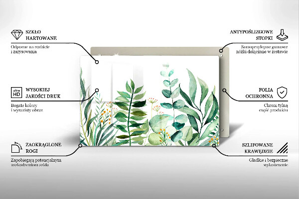 Glas Ceranfeldabdeckung Illustration der Pflanzenblätter