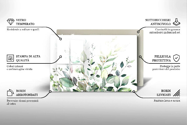 Glas Ceranfeldabdeckung Aquarellpflanzen