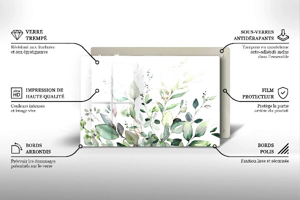 Glas Ceranfeldabdeckung Aquarellpflanzen