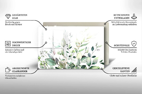 Glas Ceranfeldabdeckung Aquarellpflanzen