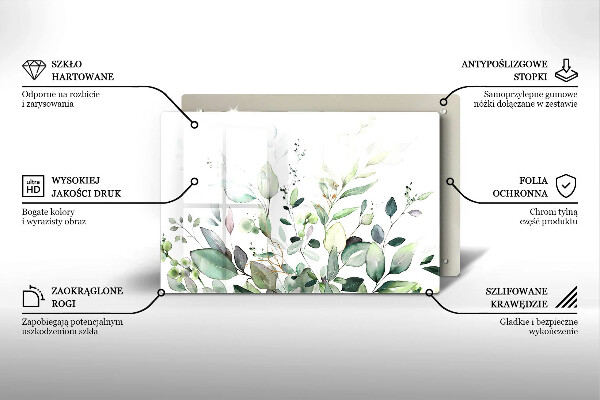 Glas Ceranfeldabdeckung Aquarellpflanzen