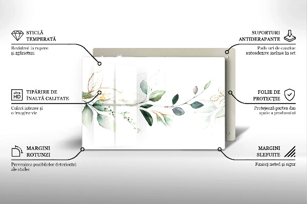 Glas Ceranfeldabdeckung Aquarellblätter