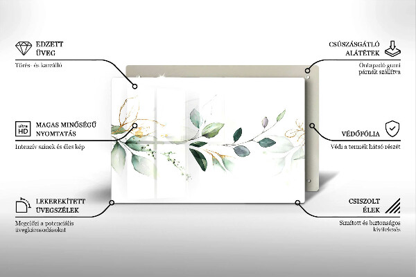 Glas Ceranfeldabdeckung Aquarellblätter