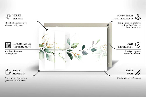 Glas Ceranfeldabdeckung Aquarellblätter