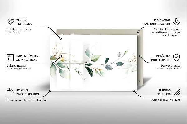 Glas Ceranfeldabdeckung Aquarellblätter