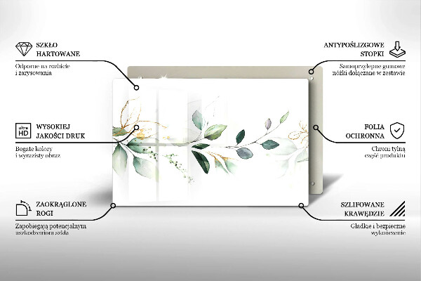 Glas Ceranfeldabdeckung Aquarellblätter