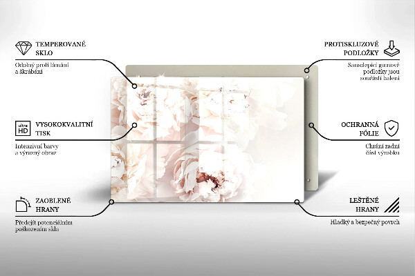 Glas Ceranfeldabdeckung Pastellfarbene Pfingstrosen