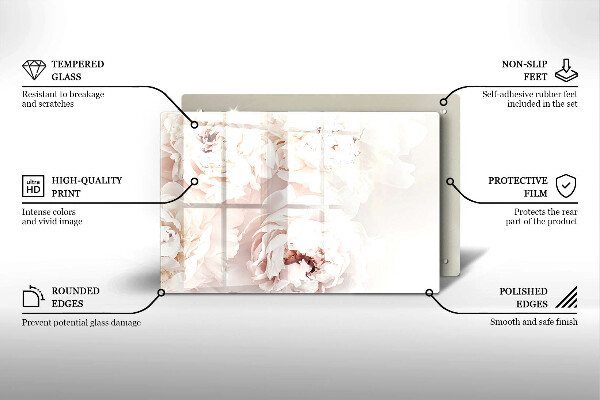 Glas Ceranfeldabdeckung Pastellfarbene Pfingstrosen