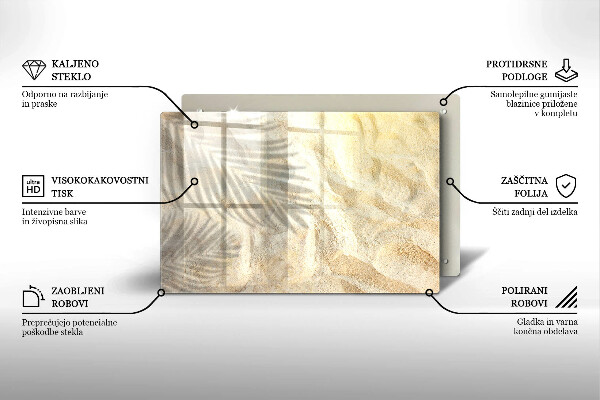 Glas Ceranfeldabdeckung Palmblätter und Sand