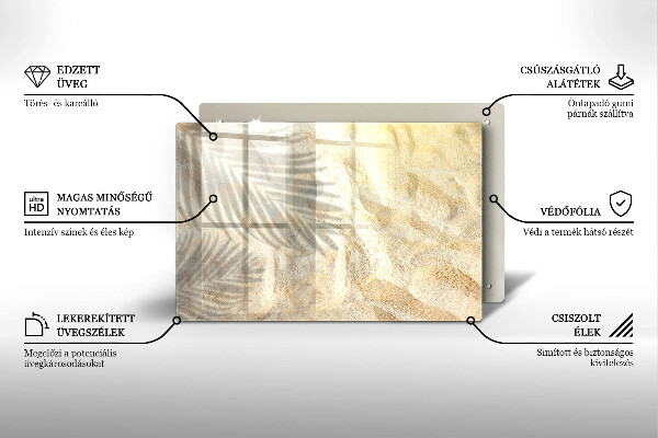 Glas Ceranfeldabdeckung Palmblätter und Sand