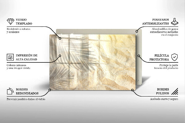 Glas Ceranfeldabdeckung Palmblätter und Sand