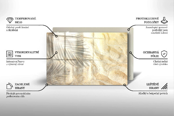 Glas Ceranfeldabdeckung Palmblätter und Sand